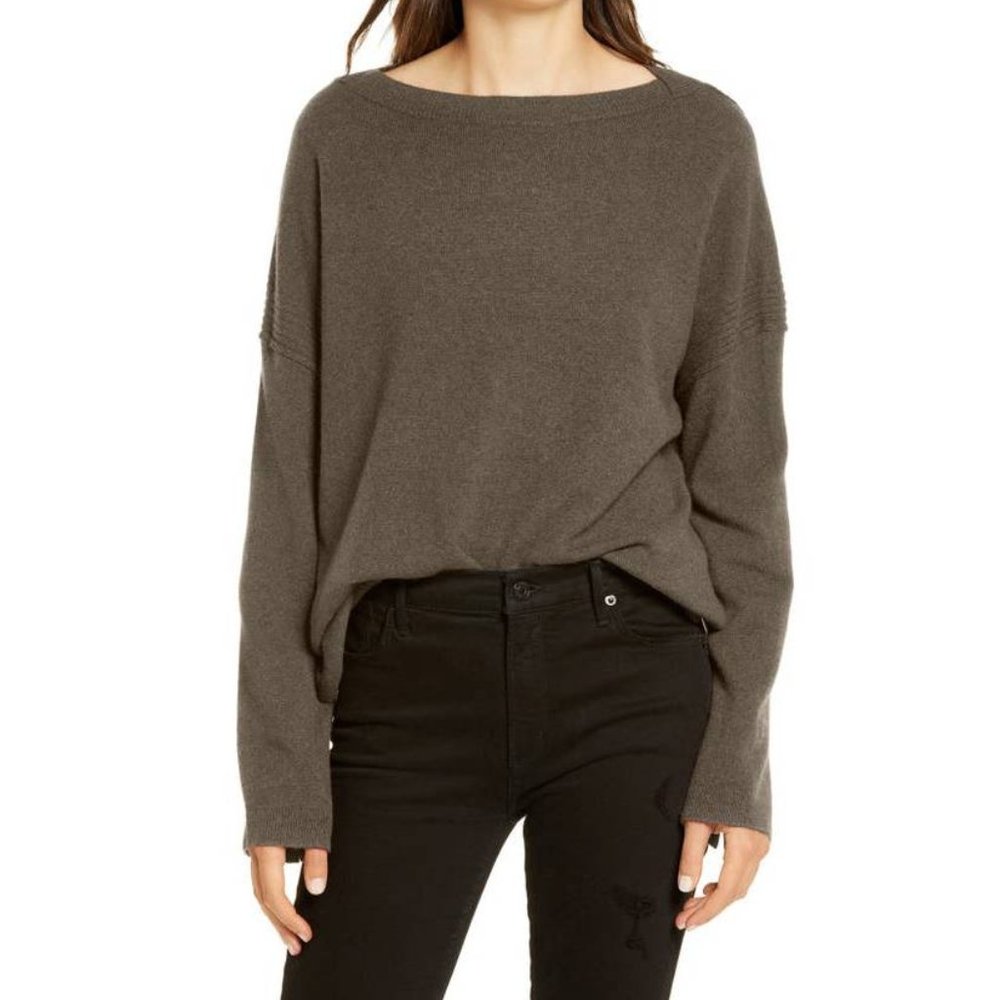 AllSaints Tara Military Green Cashmere Blend Sweater